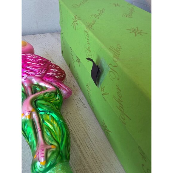 Radko flamingo finial Miami pink bird rare Master Craftsman glitter pink tropica - Picture 14 of 15